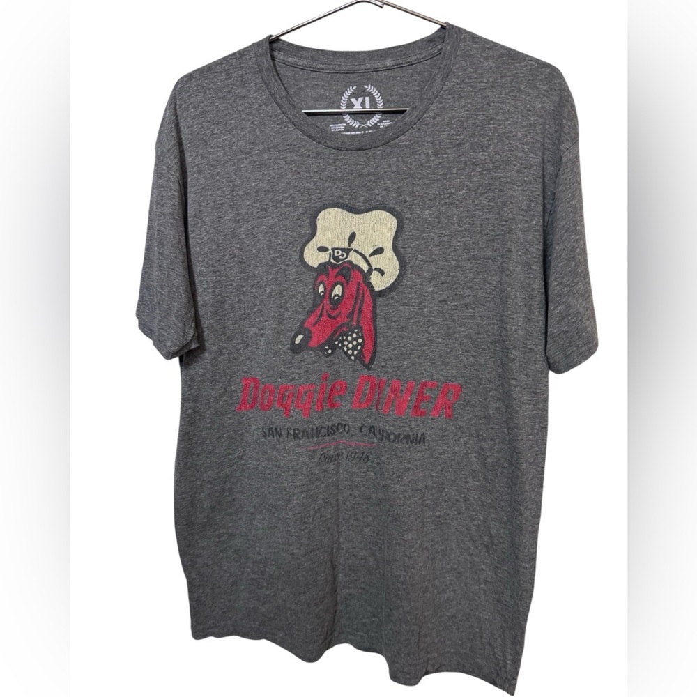 Doggie Diner San Francisco CA Men’s XL Soft Retro Vintage Gray T-Shirt MINTY